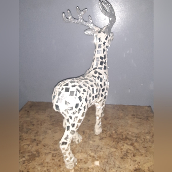 Rare Mosaic Mirrored Glass Christmas Standing Reindeer - Picture 5 of 8
